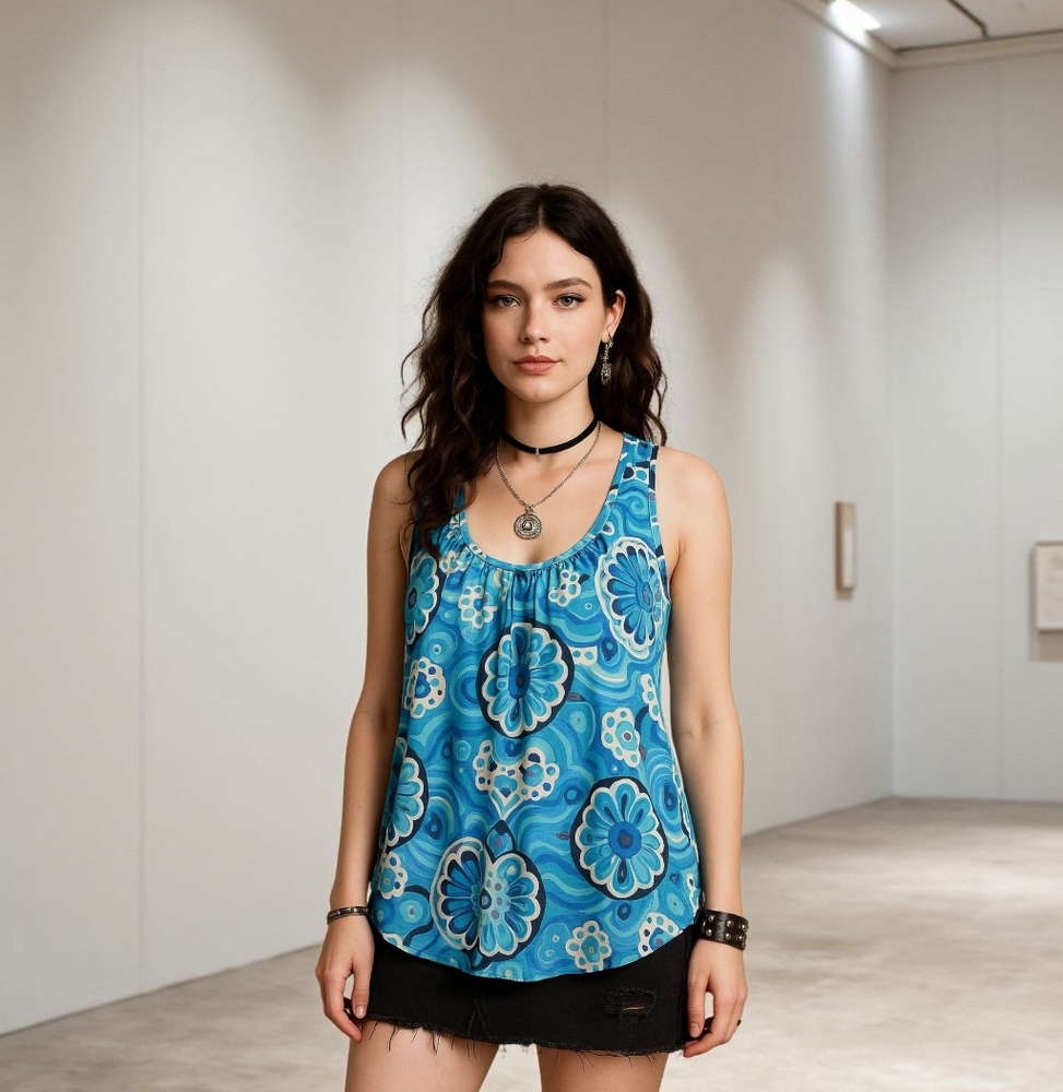 Anthropologie Meadow Rue Womens‎ S Cottage Sleeveless Striped Floral Blouse Top